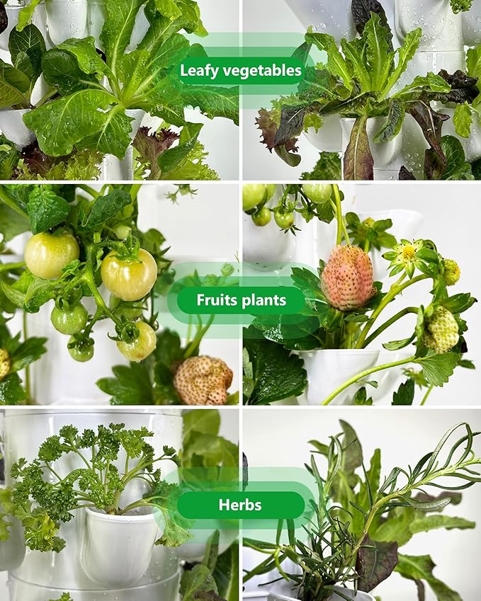 Hydroponics Tower Growing System45 Pods Vertical Indoor Garden360° Full-Spectrum Lights Automatic Water Circulation SystemSuitable for Leafy Greens and HerbsInclude Seed Starter Tray