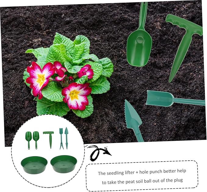 1set Garden Tool Kit Portable Sifter and Shovel for Soil Cultivation Includes Soil Screens Shovels Transplanting Tool and Puncher Lightweight and Gardening Hand