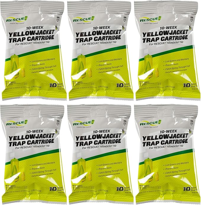 RESCUE! Yellowjacket Attractant Cartridge (10 Week Supply) – for RESCUE! Reusable Yellowjacket Traps - (6 Pack)
