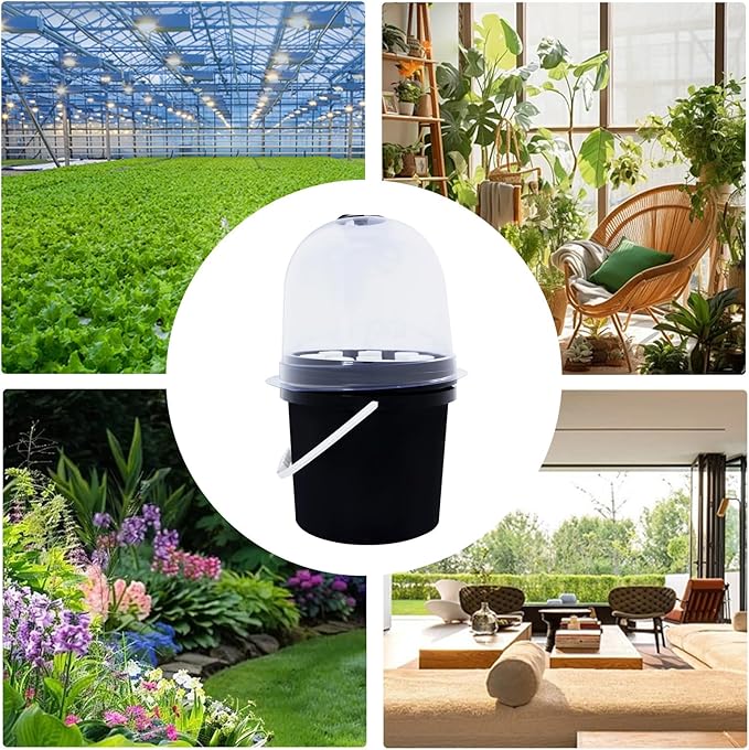 Hydroponics Seedling Cloning System Kit 8 Holes Cloning System Aeroponic Propagation Kit Fog Seedling Box Soilless Hydroponic Equipment for Indoor Outdoor Garden Vegetables