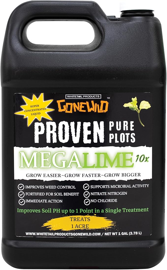 Mega Lime 10X Food Plot Liquid Soil Conditioner/Fertilizer Treats 1 Acre 1 Gallon Jug Made in Wisconsin G6619