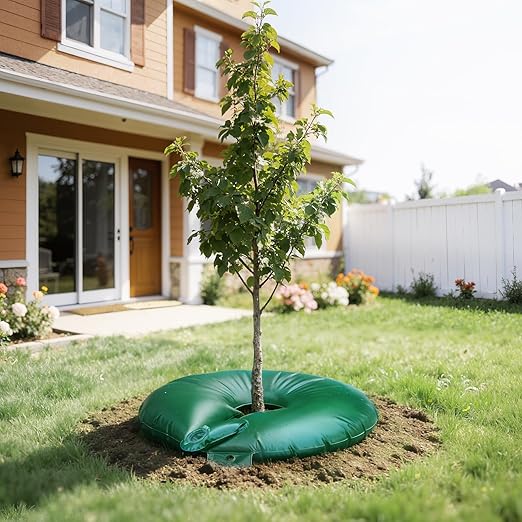 HIRALIY 20 Gallon Tree Watering Bag 4 Pack Watering Ring Slow Release 1-5 Days Deep Root &amp Automatic Drip Irrigation System for Multi-Trunk Newly Planted Small Trees and Shrubs