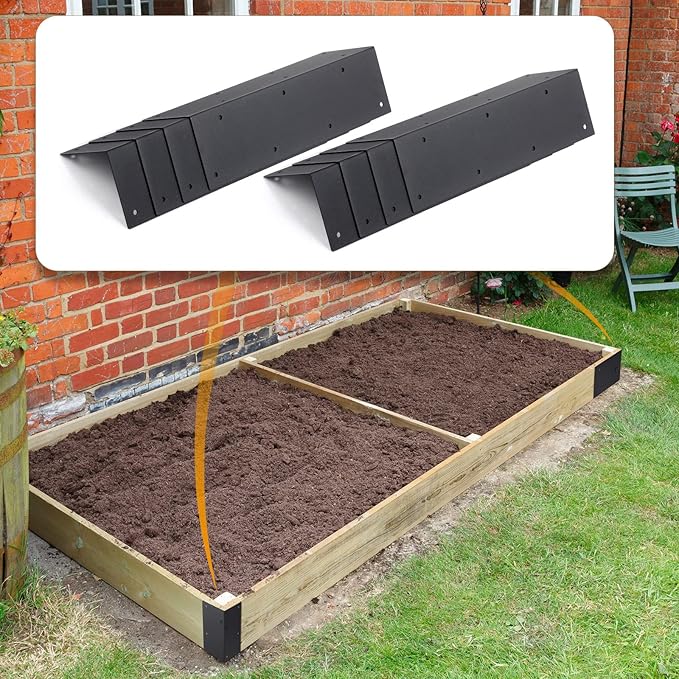 Blulu 12 Pcs Raised Garden Bed Corner Brackets for 20-24'' Bed Metal Garden Corner Bracket Decorative 11 x 3 x 3 L Corner Brackets with Screws for Furniture Flower Vegetable Planter (Black)