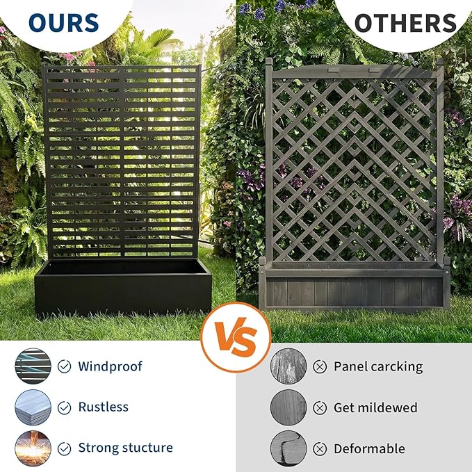 Metal Raised Garden Bed with Trellis 70.1X45X15 Galvanized Metal Planter Box with Drainage Holes Outdoor Privacy Screen Planter Box for Climbing Plants Vegetables Flowers Vines Patio Balcony