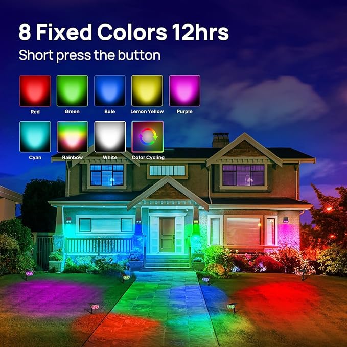2PCS Solar Outdoor Lawn Solar Spotlights Adjustable Wall LightsWaterproof IP67Dusk to Dawn for Lighting Outside Decor