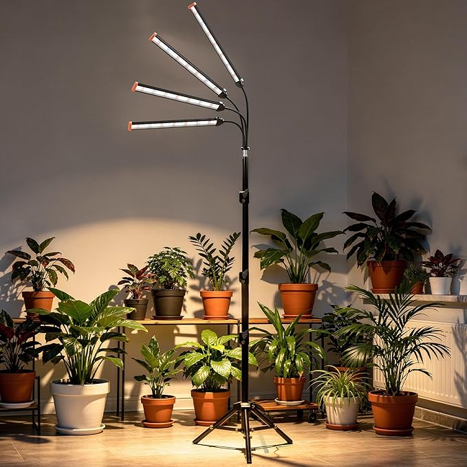 Grow Light with Stand for Indoor Plants3500K Warm White Plant Light with Red Blue LEDs for Indoor Tall Large Plants GrowingDimmable &amp Auto TimerHeight Adjustable 17-61