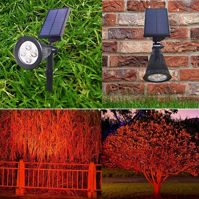 Solar Spot Lights Outdoor Waterproof 4 LED Outdoor Spot Lights for Yard Garden PathwayRed Blue Landscape Spotlights LED Solar Uplights for Trees