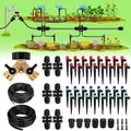 250FT Drip Irrigation System for Garden - 50FT 1/2 Main Tube &amp 200FT 1/4 Branch Tubing Brass Splitter Quick Connect Design Perfect for Outdoor Plants Raised Beds Greenhouses
