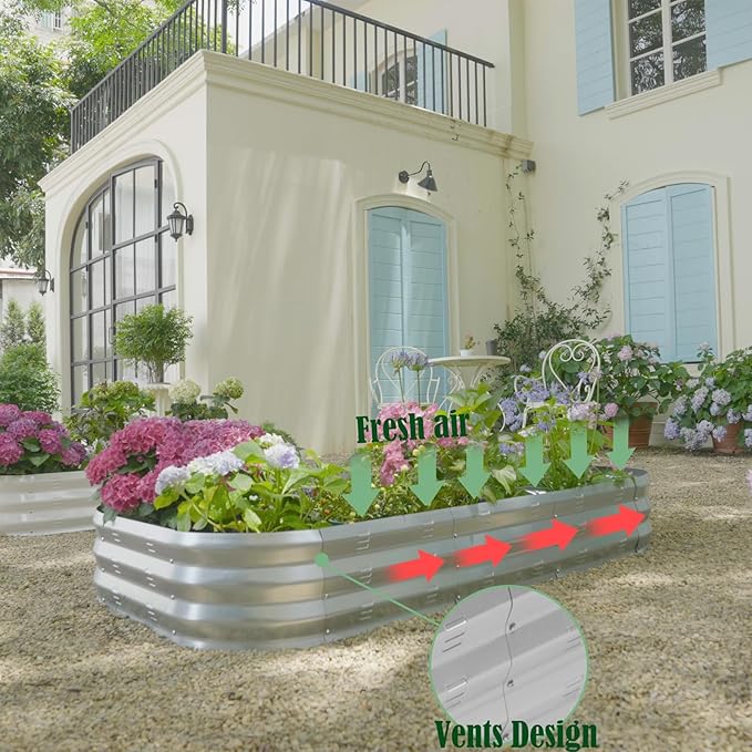 Galvanized Raised Garden Bed Kit Large Metal Raised Garden Beds for Vegetables Galvanized Planter Raised Garden Boxes Outdoor (2PCS)
