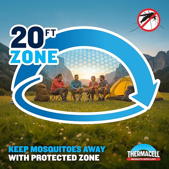 Thermacell Mosquito Repellent Rechargeable Adventure EX-Series EX90 Patio Shield with 9-Hour Battery Includes 12-Hour Refill Rubber Armor &amp Carabiner Scent Free Bug Spray Alternative