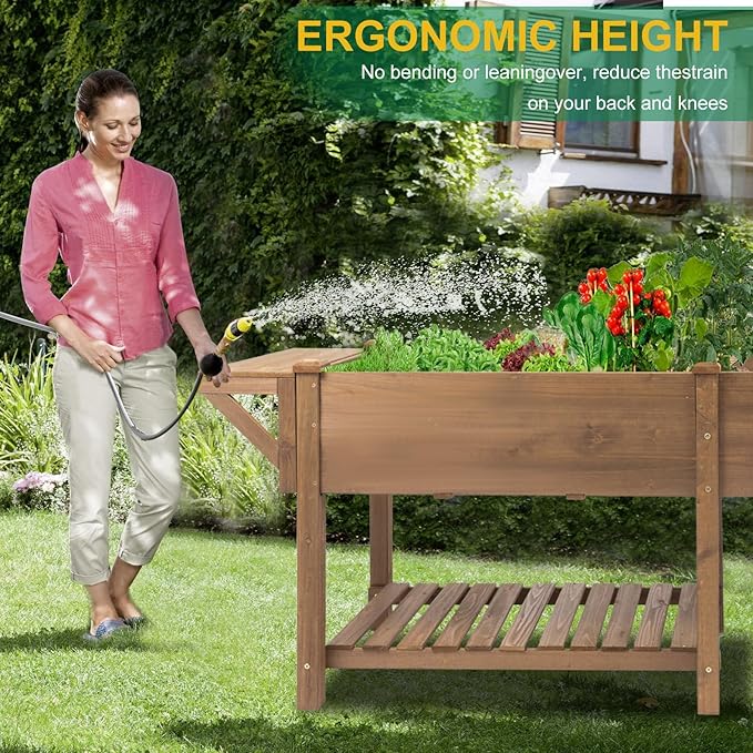 Raised Garden Bed with Legs Outdoor Elevated Garden Box with W-Connection TabsLarge Storage Shelf for Vegetable Flower Herb Easy to Assemble81x23x32 in