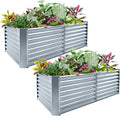 Land Guard 2 Pack 6×3×2 ft Galvanized Metal Raised Garden Bed 2FT Deep Root Elevated Planter Box Steel Large Vegetable Flower Bed Kit Modern Grey