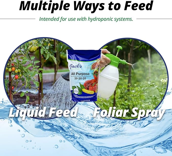 Jack's Classic 20-20-20 All Purpose Water-Soluble Fertilizer with Micronutrients to Provide General Growth on All Plants 10lbs