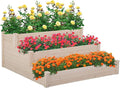 FDW 3 Tier Raised Garden Bed Outdoor Wooden Planter Box 48x48x29 ft Wood Elevated Planter Box with Divided Sections Open-Ended Base for Vegetables Flowers Herbs Plants
