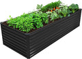 8x2x2FT Galvanized Raised Garden Bed KitVegetable Plant Boxes-Rectangle Metal Flower BoxLarge Planter Raised Beds Outdoor Garden for PlantingFruitHerb-Black