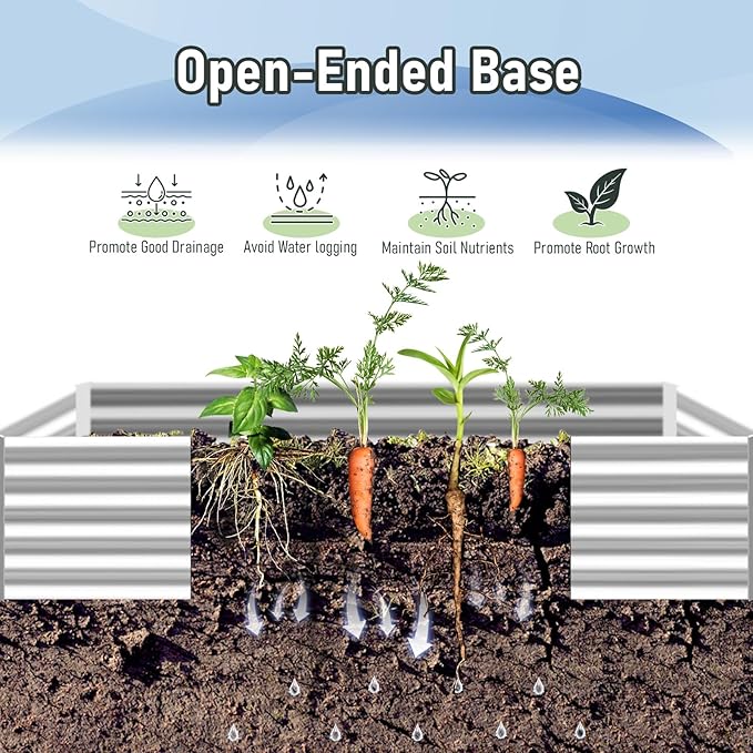 Galvanized Raised Garden Bed with Cover Thicken Metal Planter Box Kit Outdoor Garden Box with 2 Roll-Up Large Screen Windows for Vegetables Flowers Growing (4x3x3 FT)