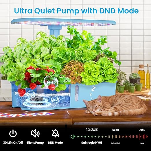 Sainlogic Hydroponics Growing System Kit 12 Pods Watering Planter Smart Indoor Garden with APP &amp WiFi Connected 5 X Growth with 24W LED Quiet Pump for Vegetables Herbs and Flowers