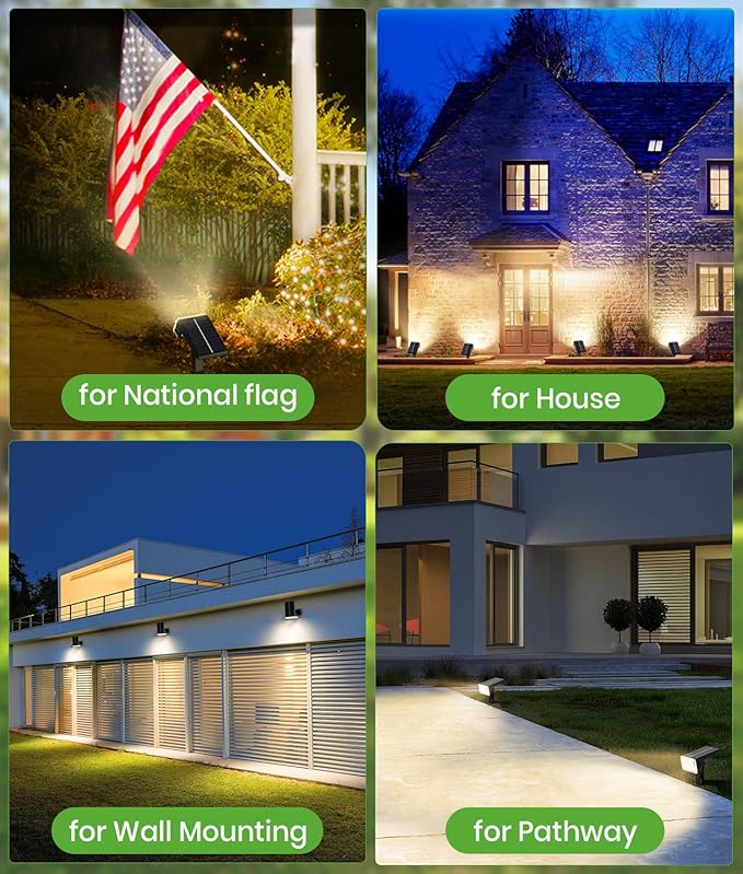 Large Panel Solar Spot Lights Outdoor (Warm White 2 Pack)