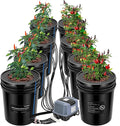 VIVOSUN DWC Hydroponics Grow System with Top Drip Kit 5-Gallon Deep Water Culture Recirculating Drip Garden System with Multi-Purpose Air Hose Air Pump and Air Stone (8 Buckets + Top Drip Kit)
