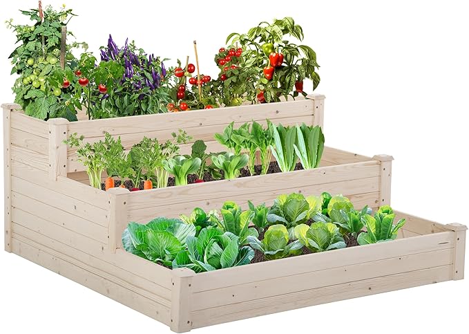 PayLessHere Wooden Garden Bed Raised Planter Box Outdoor Patio Gardening Planter and Indoor Elevated Garden Grow Box for Vegetable Flower