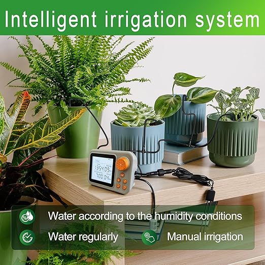 （2 Sets） Indoor Plant Automatic drip Irrigation kit Suitable for Automatic Watering System of 15 Potted Plants programmable Water Timer Intelligent Humidity Detection (2 Sets)