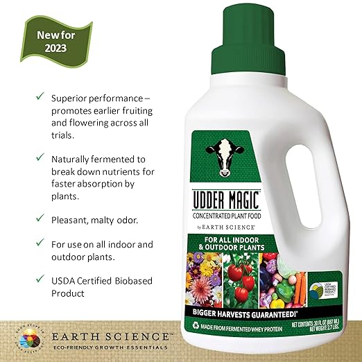 Earth Science Earthworm Castings &amp Udder Magic Plant Food Bundle – Premium Fertilizer for Indoor &amp Outdoor Plants – Nutrient-Rich Soil Enhancer &amp Rapid Fruiting Fertilizer – Eco-Friendly