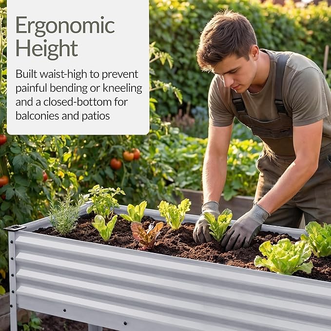 Best Choice Products 48x24x30in Galvanized Raised Garden Bed Metal Elevated Planter Box Vegetable Garden for Backyard Patio Balcony - Moonlight Gray