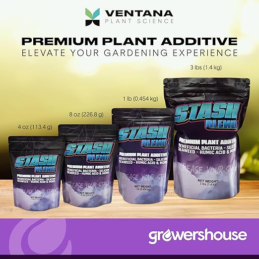 Stash Blend Premium Plant Additive Root Hormone for Plants - with Corn-Steep Liquor Seaweed Powder Humic Acid Mycorrhizae Microbial Bacteria Soluble Silicon - Ideal for Gardeners and Growers