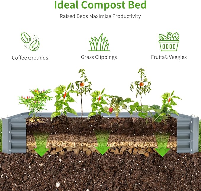 Land Guard 6×3×1ft Galvanized Raised Garden Bed Kit for Vegetables Galvanized Large Metal Planter Raised Garden Boxes Outdoor(Modern Grey)…