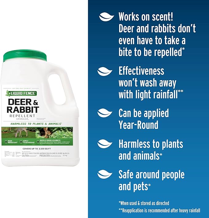 Liquid Fence Deer And Rabbit Repellent Granular 5 Pounds Harmless To Plants And Animals