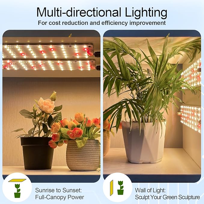 DOMMIA Grow Lights 40W Linkable Grow Lights for Indoor Plants Full Spectrum 6/12/16h Timer Dimmable Ultra-Thin Plant Lights for Indoor Growing Warm White 1-Set
