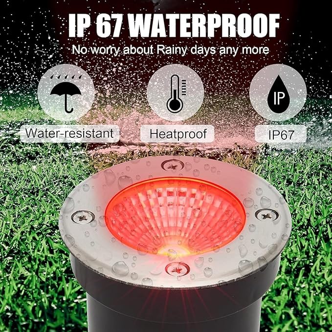 Round Landscape Lights - Outdoor Buried Lights IP67 Waterproof Recessed LED Spotlights 12V Ground Floodlights for Pathway Patio Garden Lawn Light(Warm White24W)