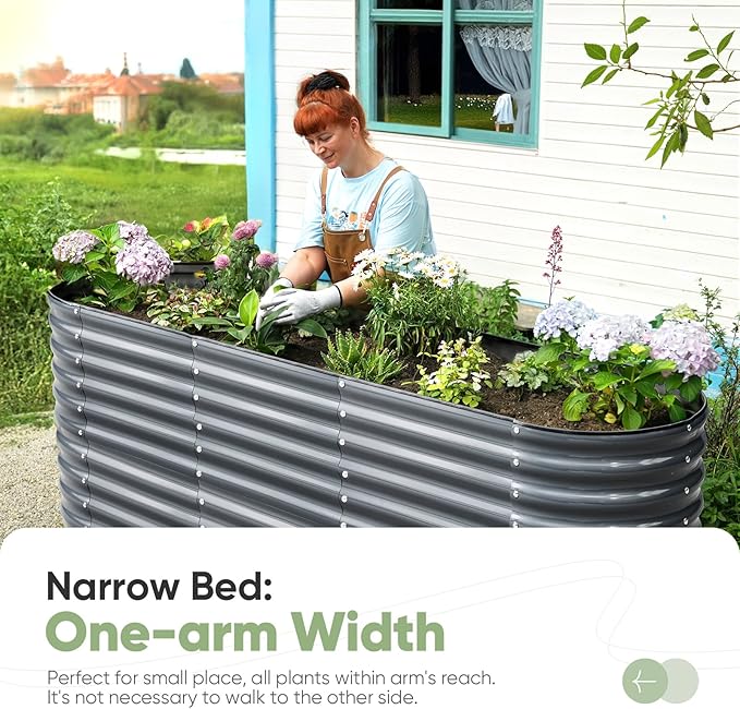 KING BIRD Raised Garden Bed 2.85 ft Tall 9 in 1 Galvanized Planter Garden Box Outdoor for Gardening Deep Root Vegetables Flowers 94.5X23.6X34.2 in Dark Grey