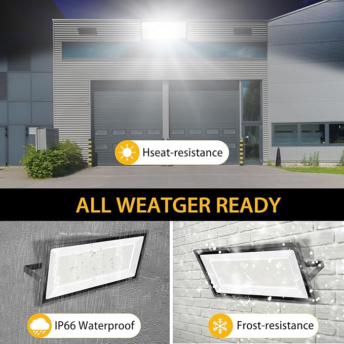 2 Pack 800W LED Flood Light Outdoor3750W Equivalent Super Bright FloodLight with Plug88500LM 5000K Daylight White IP66 Waterproof Commercial Lighting for Sports FieldsCountsArenaStadium