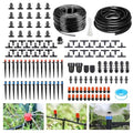 256FT Drip Irrigation System Kit 163PCS Automatic Garden Watering Misting System with 1/4 Distribution &amp 1/2 Hose Tubing and Accessories for Greenhouse Yard Lawn Plant