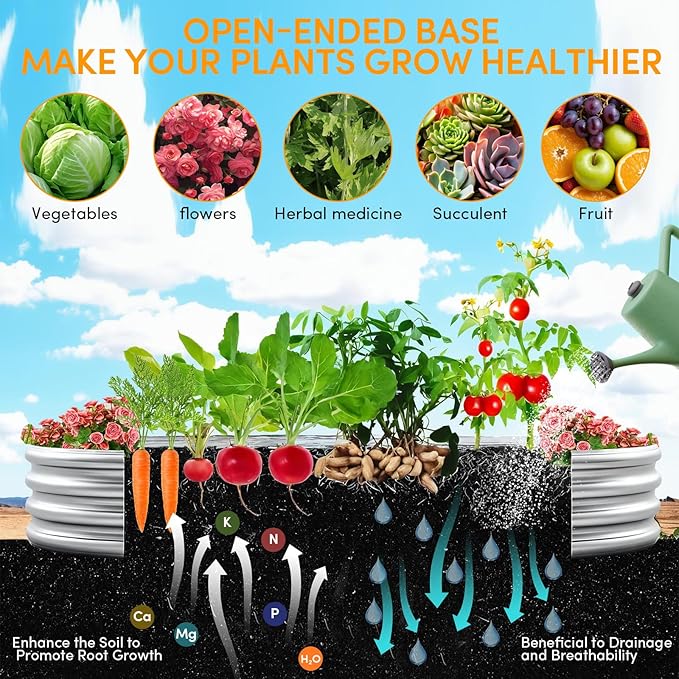 6x3x1FT(2 Pack) Galvanized Planter Raised Beds Outdoor Metal Raised Garden Bed for Vegetables Herbs Flowers (Silver 6×3×1FT (2-Pack)