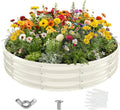 5FT Diameter Galvanized Garden Raised Bed/Plant Box/Fire Pit Ring - 0.8mm Thick12 Inch TallPerfect for Planting a Variety of FlowersHerbsVegetables (Cream White 60 Dia X 12 inches)