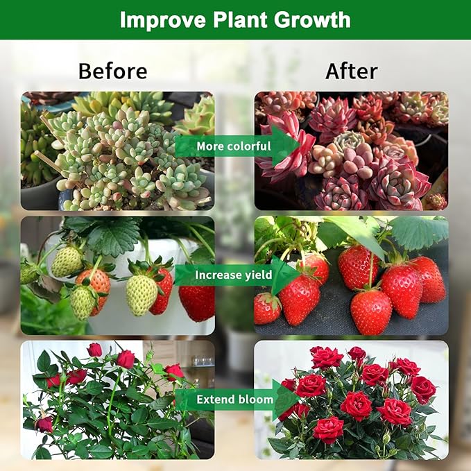 Solar Grow Lights with Batteries 2 Heads Clip Plant Growing Lamp with Red Blue Spectrum for Indoor Plants 3/9/12H Timer 3 Dimmable Level Adjustable Gooseneck3 Switch Modes Auto On Off
