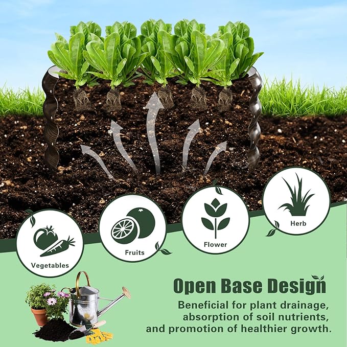 DoCred 3 Pack 2x2x1Ft Round Galvanized Raised Garden Bed Metal Garden Bed Outdoor with Tomato Cages for Gardening Above Ground Planter Box for Plants Vegetables Herbs Flowers Wood Grain