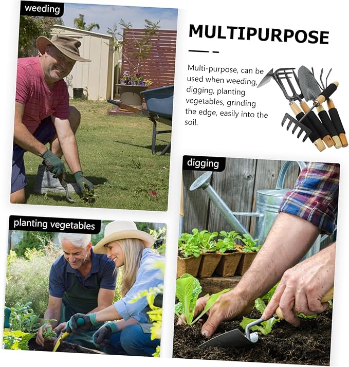 Mikikit 1 Set Garden Tool with Handle Durable Gardening Hand Tools for Efficient Soil Loosening and Weeding Portable Rake and Shovel for Garden Lovers