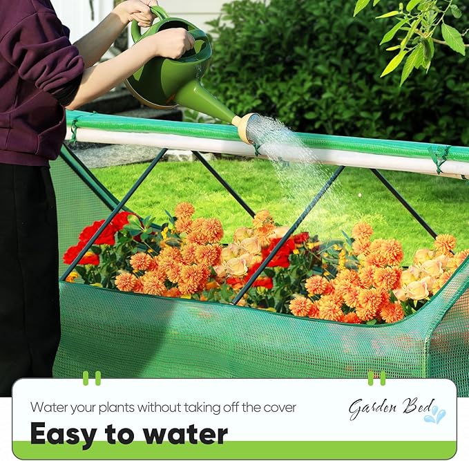 Quictent Raised Garden Bed Galvanized Raised Beds for Gardening Vegetables with Cover 8x4x2 ft Metal Planter Box Outdoor Use Green
