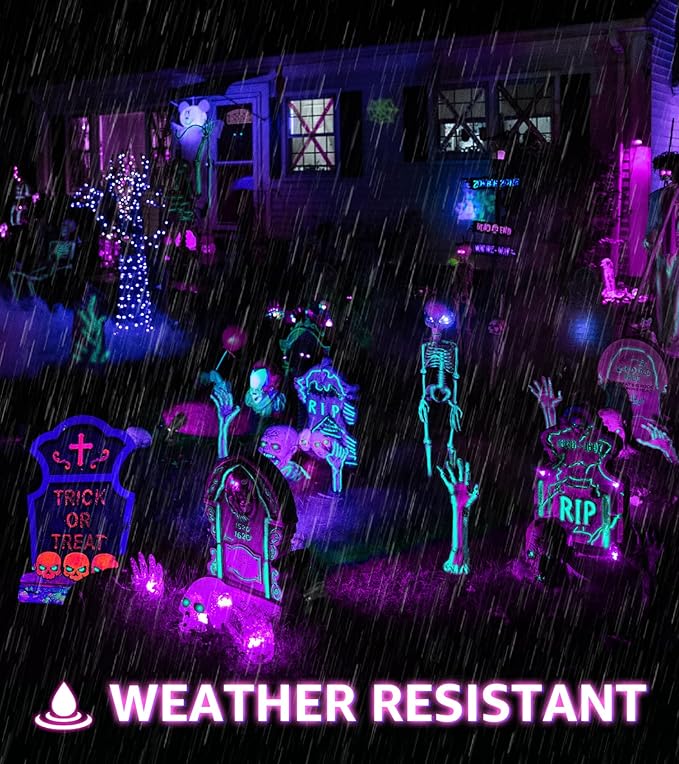 2 Pack Halloween Black Light Spot Light Outdoor Blacklight Spotlight 15W Outdoor Black Light Waterproof Purple Blacklight Spotlight LED Blacklights for Glow Party Fluorescence Poster
