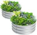 2Pcs 2X2X1ft Round Raised Garden Bed KitGalvanized Raised Garden Beds Outdoor Metal Planter Box Steel Kit Flower HerbVegetables..Galvanized