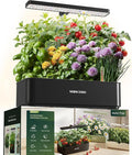 SUNCOZE Hydroponics Growing System Kit 12 Pods 24W LED Grow Light Indoor Garden 4L Water Tank with Quiet Pump Adjustable Height Herb Garden Planter Indoor Kit Gardening Gifts Black