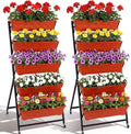 2 Pack 5 Tier Vertical Garden Planter with Wheels 4.5 ft Raised Garden Bed for Strawberry Herb Vegetable Flower Stackable Planter Boxes with Drainage for Patio Indoor Outdoor(Brick Red)