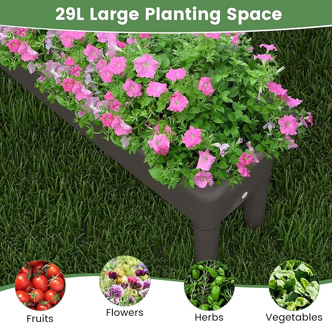 2 Pcs Raised Planter Bed Elevated Planter Boxes with Removable Legs Plastic Planter Bed for Gardening Backyard &amp Deck (Coffee)