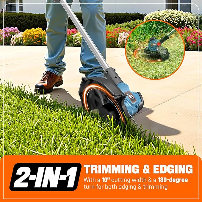 SENIX X2 20 Volt Max* 3-Piece Cordless Power Tool Combo Kit with Battery Powered 10 String Trimmer Variable Speed Leaf Blower 18 Hedge Trimmer Includes 2 Batteries &amp Battery Charger (S2K3B2-0