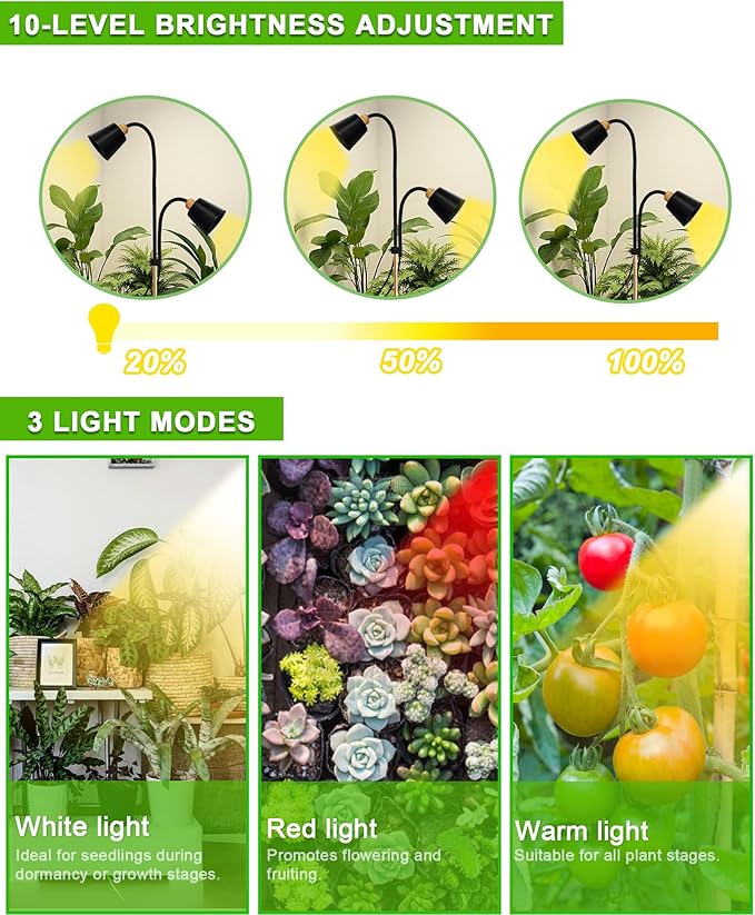 Standing Plant Grow Light LED Growing Light Full Spectrum for Indoor Plants4/8/12H Timer 10-Level BrightnessFlow Grow Light for Tall Large Indoor Plants
