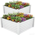 YITAHOME 48x48x24 in Plastic Raised Garden Bed 2pcs with Growth Grid Large Outdoor Vinyl Planter Box for Plants Vegetables and Flowers Easy Installation White
