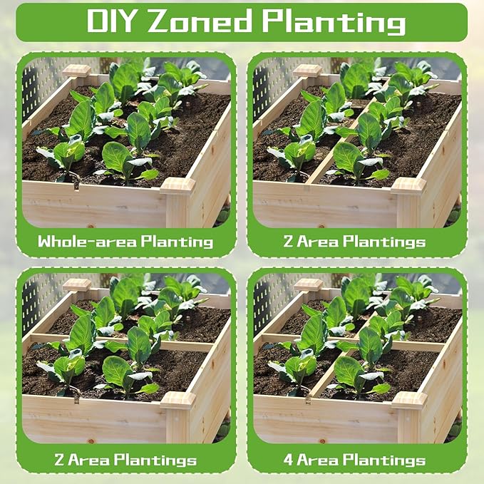 New Upgrade Wooden Raised Garden Bed 48x24x31IN Elevated Reinforced Large Planter Box with Legs for Vegetable Flower Herb Outdoor Standing Growing Bed for Gardening/Backyard/Balcony Liner Included